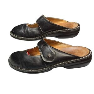 Finn Comfort Black Leather Mary Jane Clogs Mules Made in Germany 43 6513920 3